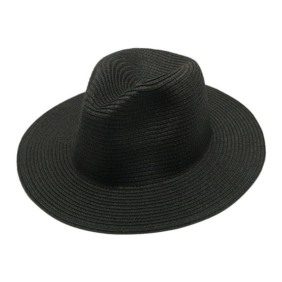 AWZXDE Wide Brim Hat For Summer Beach Trip Beach Hat Ivory And Brown Foldable Straw Design For Men And Women Black