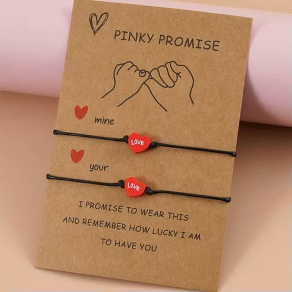 GKNET 2Pcs Luminous Friendship Couple Charm Card Wish You Me Promise Bracelet Jewelry-LOVE