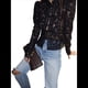 thumbnail image 2 of Camisa de Larga con Botones y Cuello Alto de Encaje de Crochet para Mujer, Estilo Informal, Ajustada, con Botones. Negro M, 2 of 10