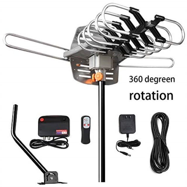 HDTV Antenna Amplified Digital TV Antenna 150Mile 360 Rotation Outdoor With Pole