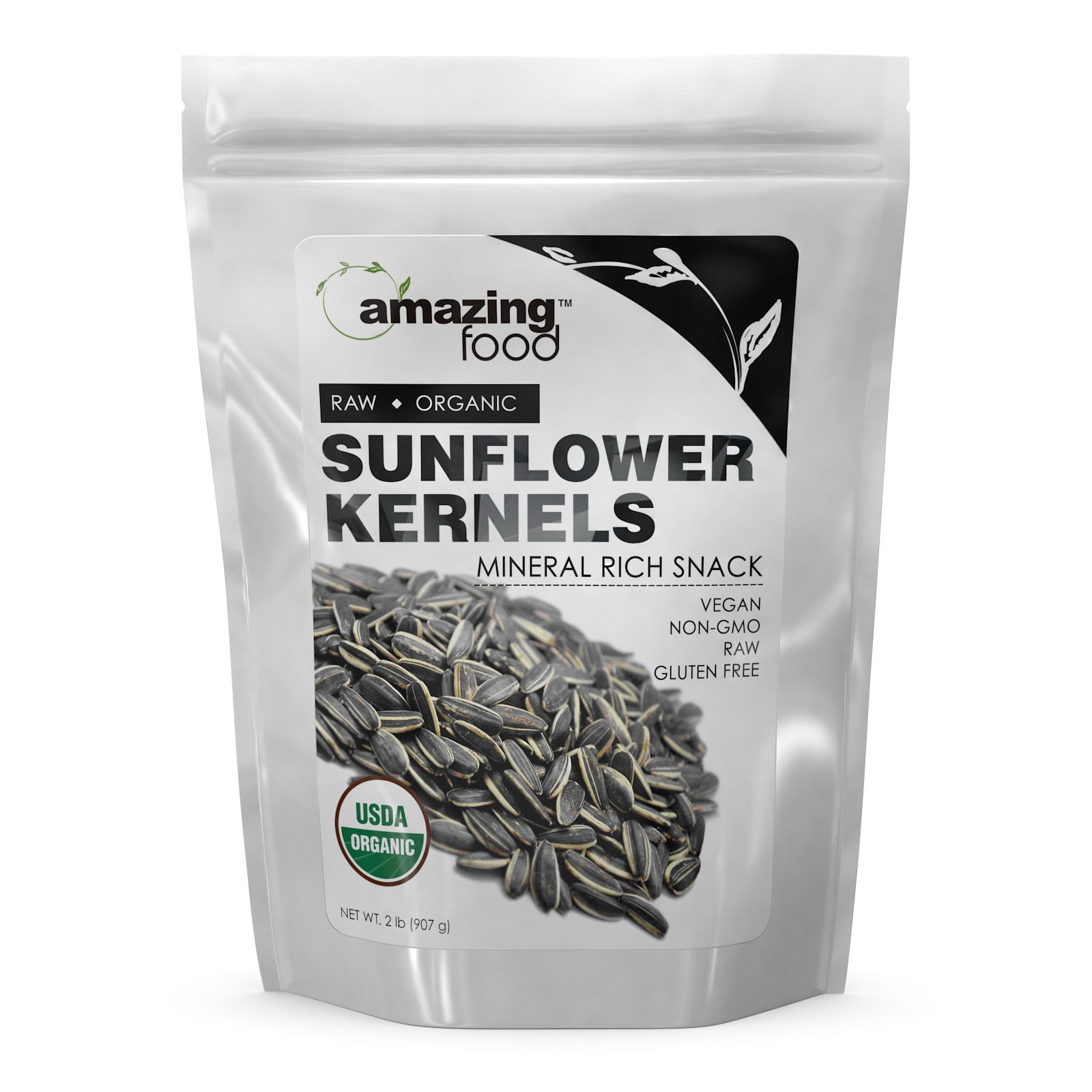 Amazing Food Sunflower Kernels - Mineral Rich Snack Vegan NON-GMO Raw Gluten Free 2 lbs