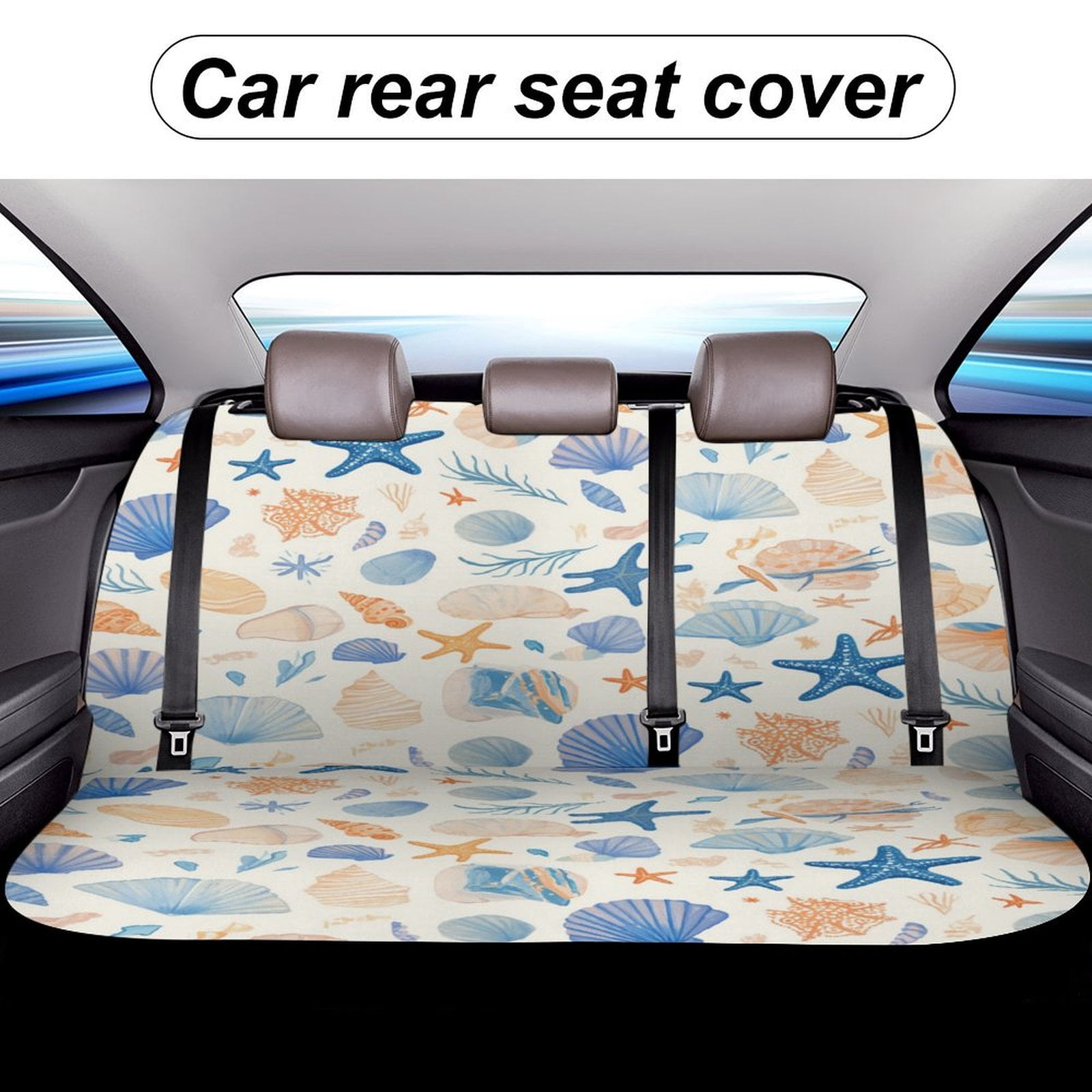 Beach Seashell Starfish Car Accessories Bench Seat Covers for Cars Print Car Seat Protector Cover for Rear Universal Fit