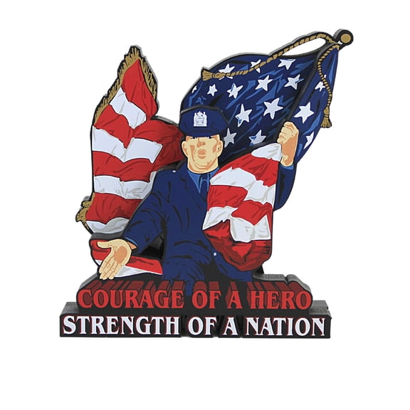 Home Decor Police Officers Hero Wood Shelia's Courage USA Flag Usa06