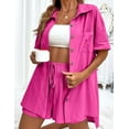 thumbnail image 6 of Yumcute Women Summer Cotton Linen Short Sets 2 Piece Shorts Top Lounge Beach Vacation Two Piece Outfits Tracksuits, 6 of 15