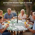 thumbnail image 2 of Round Outdoor Tablecloth with Umbrella Hole and Zipper, Sage Green Gray Coral Coastal Fitted Table Cover with Elastic Edge for 55-60 Inch, Summer Beach Seaside Nautical Waterproof Patio Tablecoths, 2 of 9