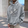 thumbnail image 2 of Men's Floral Print Casual Graphic Hoodies Drawstring Long Sleeve Pullover Sweatshirt, 2 of 5