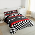 thumbnail image 3 of jejeloiu Classic Geometric Checkered Full Size Comforter Sets,Racing Track Bedding Comforter Set,Red Black White Bedding Sets For Boys Kids,Microfiber Bedroom Decor Reversible,3pcs, 3 of 8