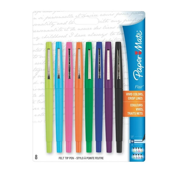 Plumínes Flair Paper Mate Flair Punto Medio 8 Colores Básicos Diferentes