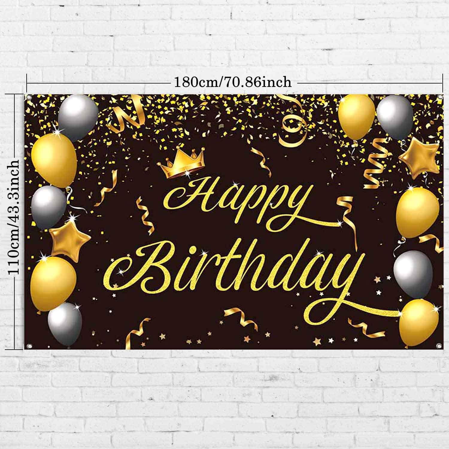 HTAIGUO Black and Gold Happy Birthday Banner Personalized Background for  Birthday Party Birthday Decorations for Men Black Happy Birthday Banner for  Men Women Gold Happy Birthday Sign × | Walmart Canada
