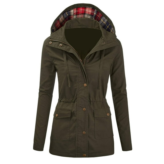 Abcnature Womens Lapel Button Long Trench Jacket Ladies Overcoat Army Green XL