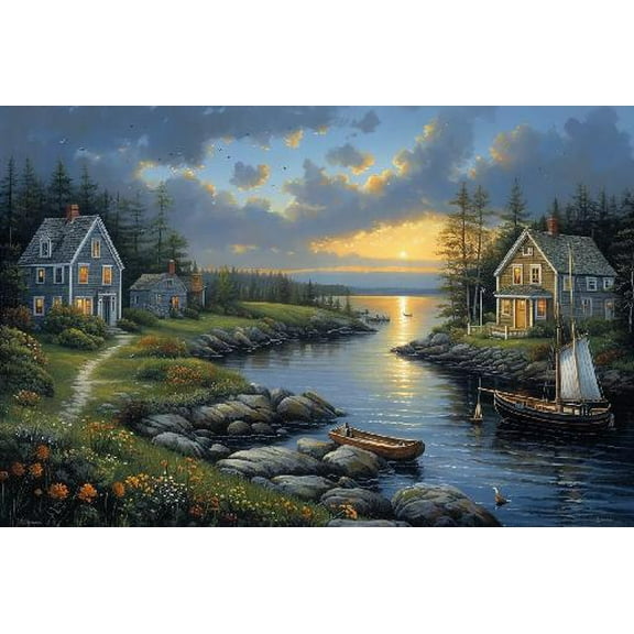 Charles Wysocki - Witch's Bay - 1000 Piece Jigsaw Puzzle for Adults Challenging Puzzle Perfect for Game Nights