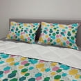 thumbnail image 2 of Geometrical Comforter & Sham Bedding Set, Abstract Colorful Repeating Pattern with Hexagons and Tiny Triangles, 3 pcs Duvet Set Microfiber Filling Quilt, 5 Sizes, Pale Green Multicolor, by Ambesonne, 2 of 4