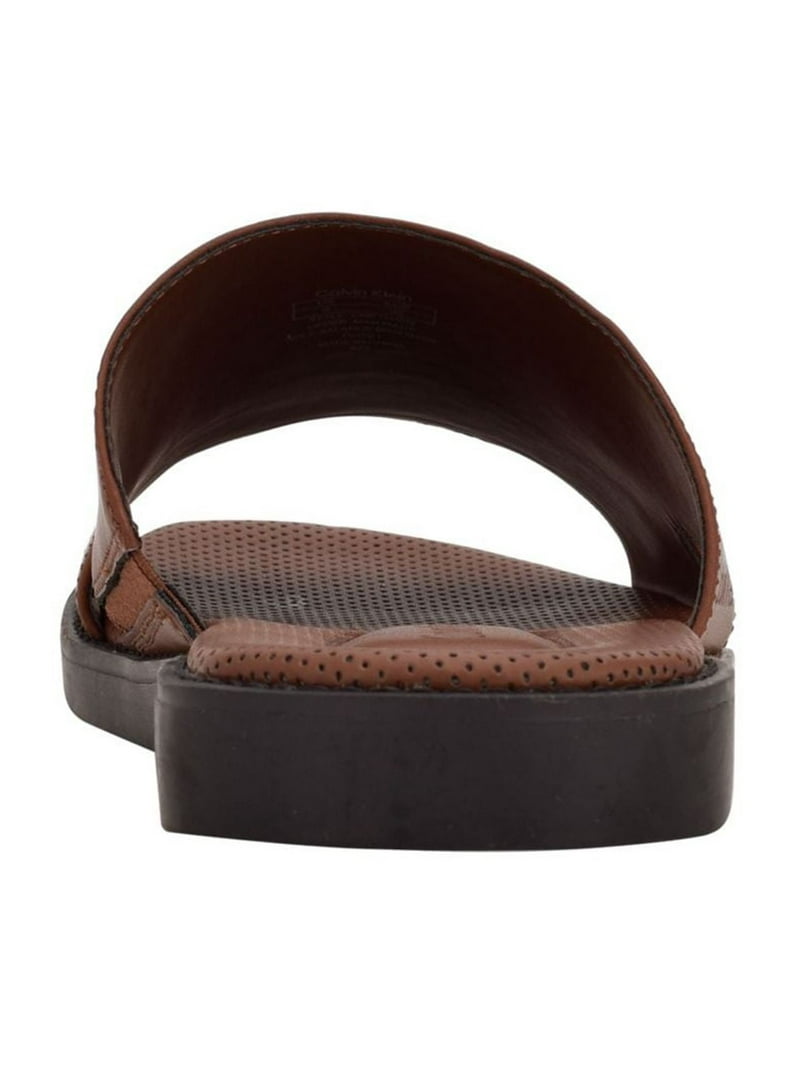 CALVIN KLEIN Mens Brown Cut Out Padded Ethan Open Toe Slip  display picture 3