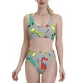 thumbnail image 2 of Picia Cute Dinosaur Women's High Waisted Bikini Scoop Neck Swimsuit Two Pieces Bathing Suit-Small, 2 of 8