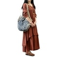 thumbnail image 3 of HIMONE Long Sleeve Solid Color Tunic Dress For Lady V-Neck Button Down Maxi Dress Womens Ruffle Pleated T Shirt Dress Irregular Hem Fake Two Piece Dress Plus Size, 3 of 6