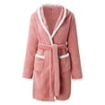 thumbnail image 4 of RXIRUCGD Mode Robe de Nuit Décontractée Unie à Manches Longues pour Femmes avec Poches en Velours Synthétique (Rose, Taille : TG), 4 of 8