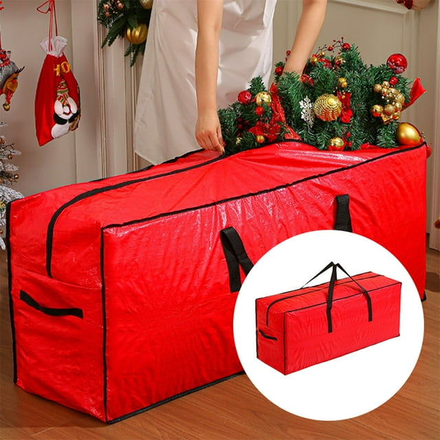 WHEANG Christmas Tree Storage Bag Up To 7.5 Ft Holiday Xmas Disassembled Trees With Reinforced Handles & Zipper Material From Dust (Red)