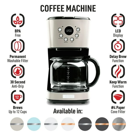 HADEN 12-Cup Programmable Coffee Maker with Strength Control and Timer - Putty