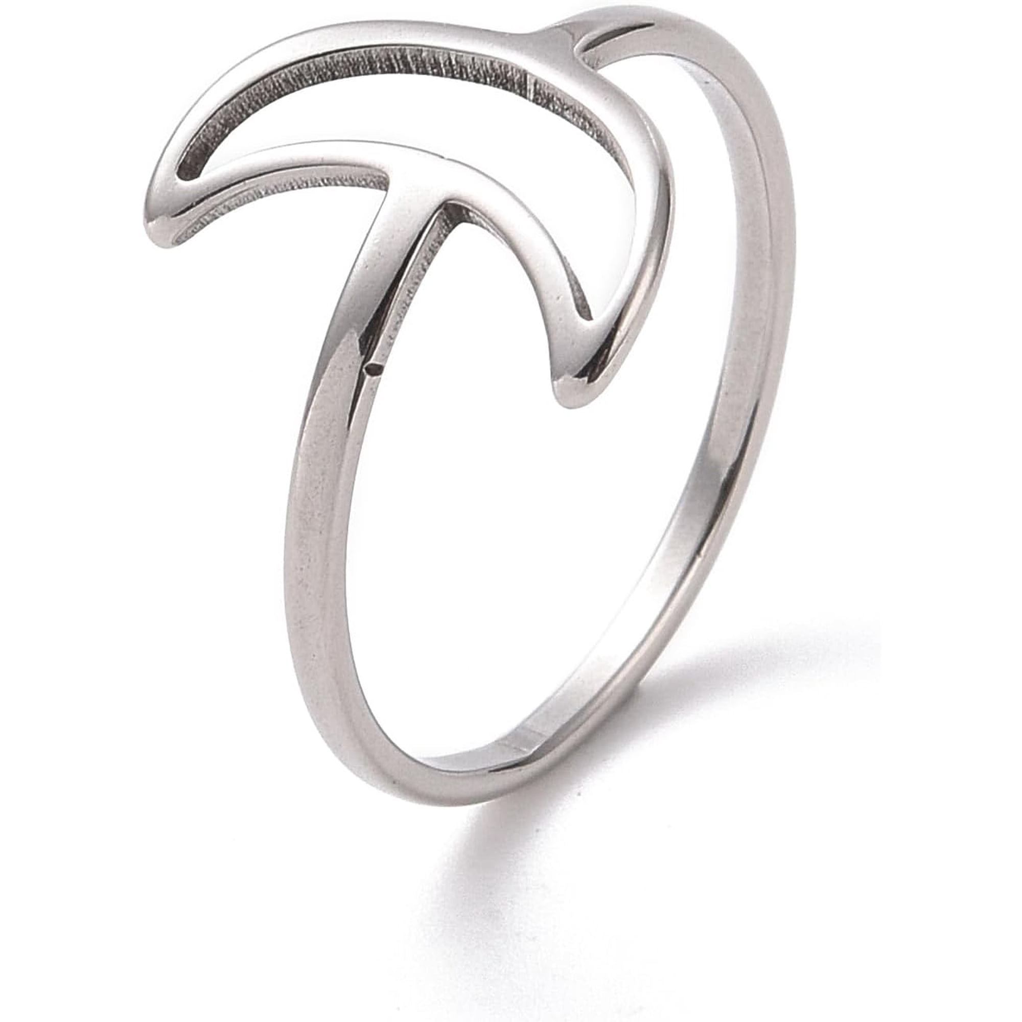 10Pcs Crescent Moon Finger Ring Hollow Wide Ring Stainless Steel Personalized Knuckle Rings for Women Trendy Jewelry Stainless Steel Color Size 6 1/2(16.9mm) for diy
