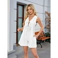 thumbnail image 5 of Women'S Summer Casual Rompers Lace-Up Short Loose Linen Jumpsuit Beach Outfits Travel Vacation Clothes White XXL, 5 of 8