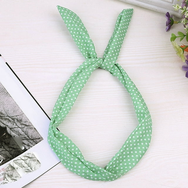 Bandeau Filaire Rockabilly Paisley Vert Foulard Rétro Tartan à Pois