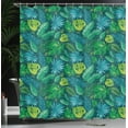 thumbnail image 3 of Ambesonne Tropical Shower Curtain, Sketchy Exotic Leaves Art, 69"Wx84"L, Petrol Blue and Lime Green, 3 of 4