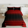 thumbnail image 2 of jejeloiu Stripes Lines Geometric Queen Comforter Set,Noen Stripes Bedding Sets,Red Black Bedding Comforter Set For Adults,Ultra Soft Home Decor Reversible,3pcs, 2 of 8