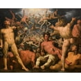 thumbnail image 2 of van Haarlem, Cornelis 32x26 Gold Ornate Wood Framed with Double Matting Museum Art Print Titled - The Fall of the Titans, 2 of 4