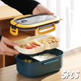 thumbnail image 2 of 5PCS Portable Solid Colour Thickened Student Lunch Box Compartment Lunch Box Microwave Lunch Box Heat-resistant Lunch Box Blue 4PCS, 2 of 6