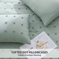 thumbnail image 7 of LUCKYBULL Sage Green Tufted Comforter Set 3 Pieces Queen Size Bedding Set (1 Jacquard Lightweight Comforter and 2 Pillowcases), Chenille Dots Soft Down Alternative Comforter Set for All Season, 7 of 7