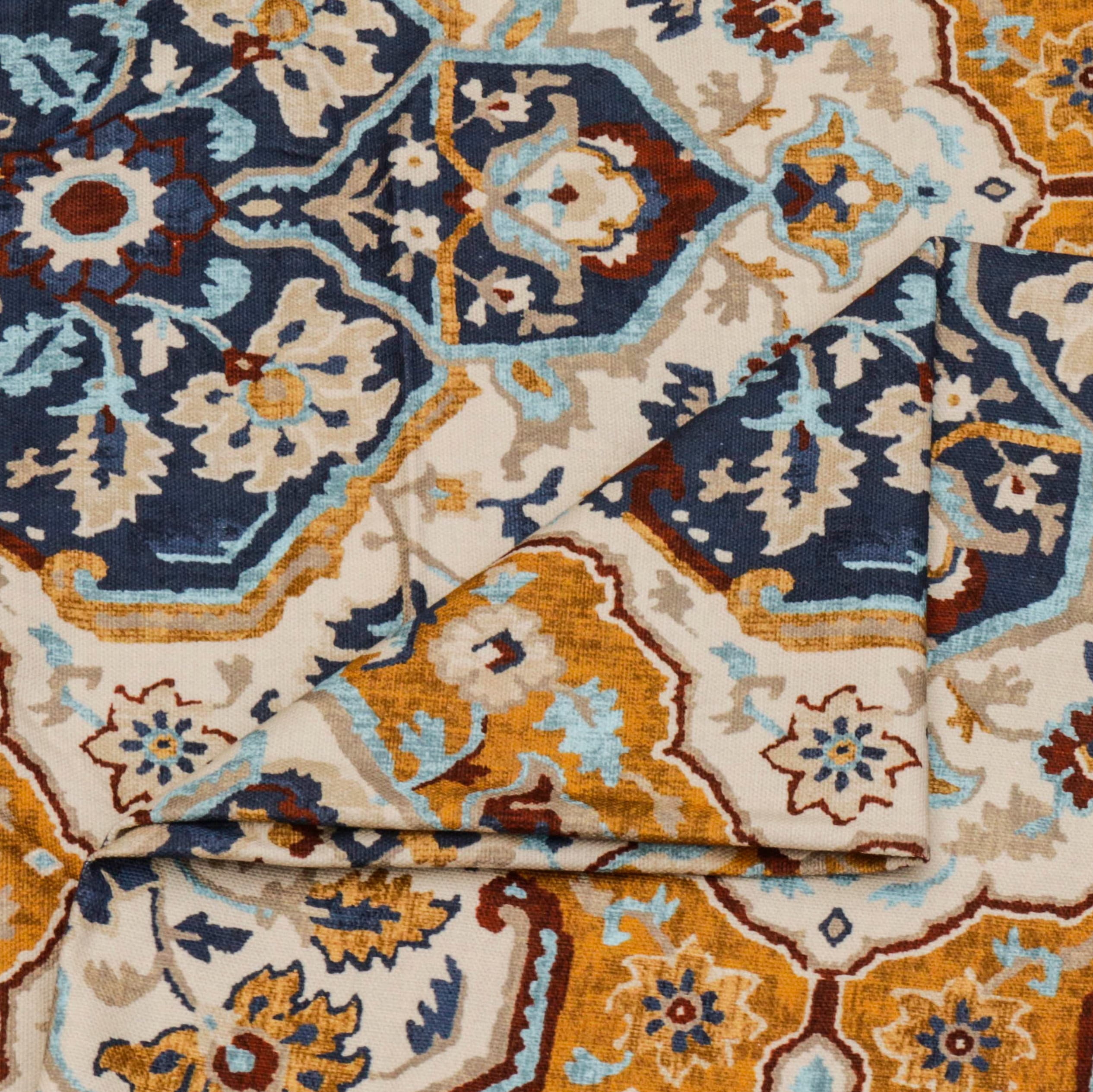 Fabric Mart Direct Cream, Beige Cotton Printed Fabric By The Yard, 54 inches or 137 cm width, 15 Continuous Yards Beige Cotton Fabric, Traditional, Upholstery Drapery Curtain Wholesale Fabric