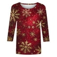 thumbnail image 5 of VKOYWKM Christmas Print Tops for Women Funny Christmas Snowflake Graphic Tees 3/4 Sleeve Tops Loose Fit Crew Neck Xmas Tops, 5 of 5