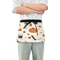 Yayeee Waist Apron with Pockets for Cooking Waterproof Half Server Aprons, Hand Drawn Pumpkin