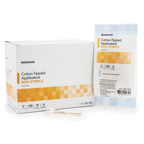 Aplicadores de Algodón McKesson con Varilla de Madera 8 cm 1000 unidades