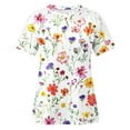 thumbnail image 3 of Nrmvnmi Plus Size Tops for Women Short Sleeve Raglan Lace Tee Floral Prints Crewneck Tunic Loose Fit Summer, 3 of 4