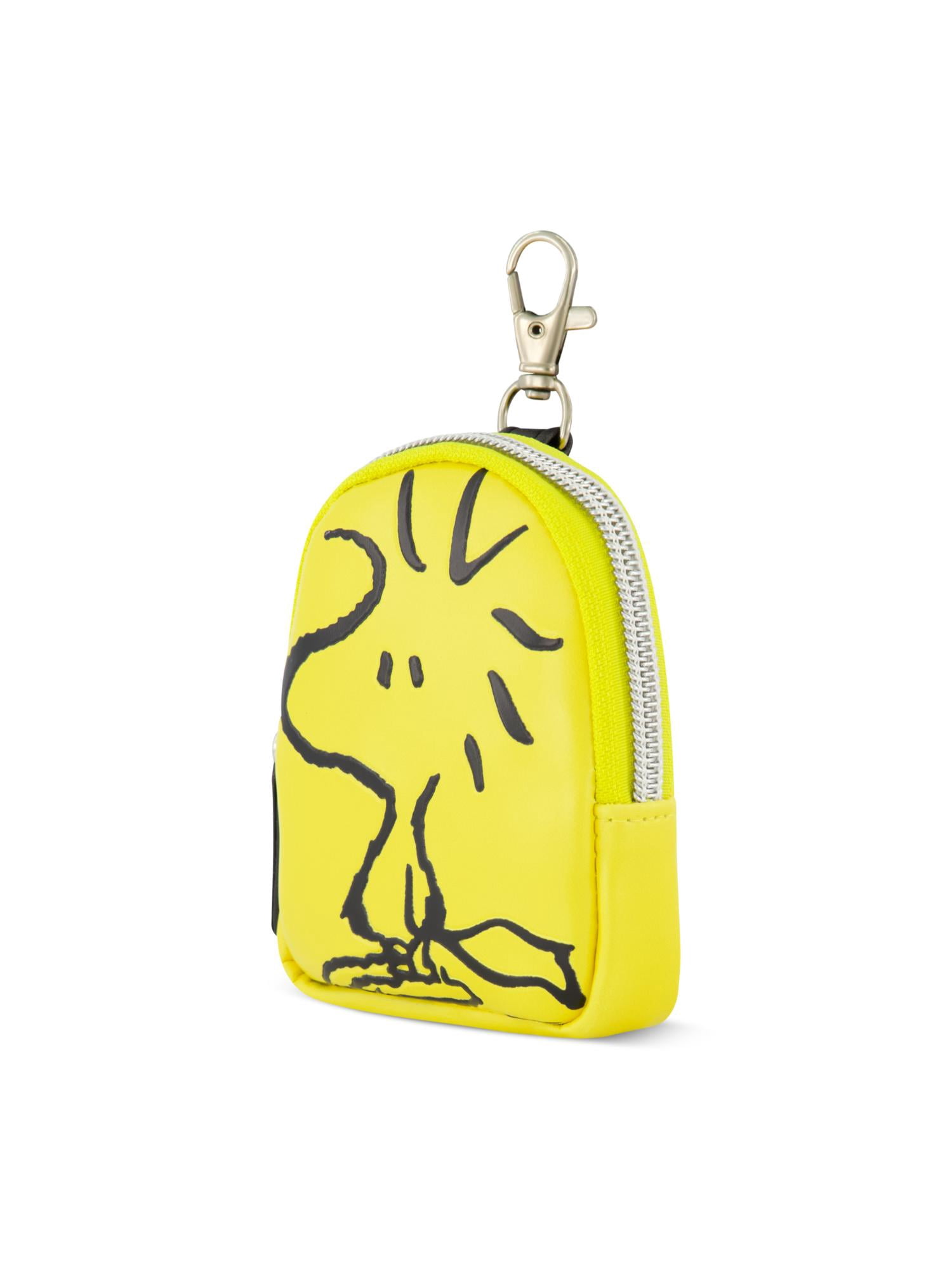 Peanuts Small Coin Purse Wallet with Keychain Clip, Woodstock, One Size, Yellow/Black