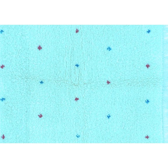 Ahgly Company Indoor Rectangle Solid Light Blue Modern Area Rugs, 2' x 4'