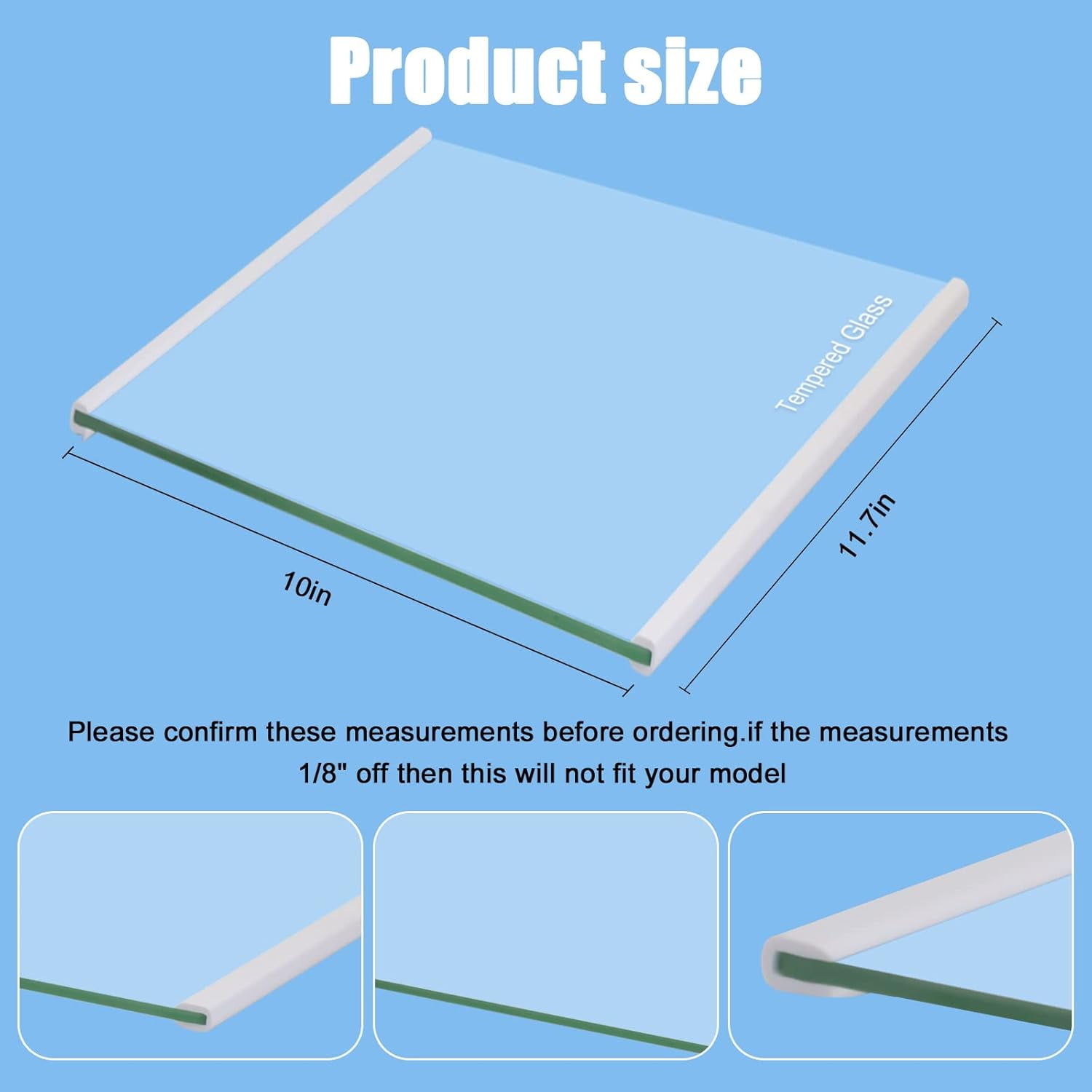 W11130203 Freezer Glass Shelf  for   Refrigerator - 11.7" X 10" (2 Pack)