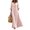 Pink, variant on Women's Casual Resort-Style Solid-Color Ruffled-Sleeve V-Neck Button-Down Loose and Flowy Full-Skirted Dress Brown S
