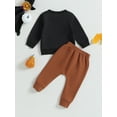 thumbnail image 4 of Infant Unisex Baby Halloween Outfits Long Sleeve Letter Sweatshirt Pumpkin Pants Set Toddler Fall Winter Holiday Clothes, 4 of 8