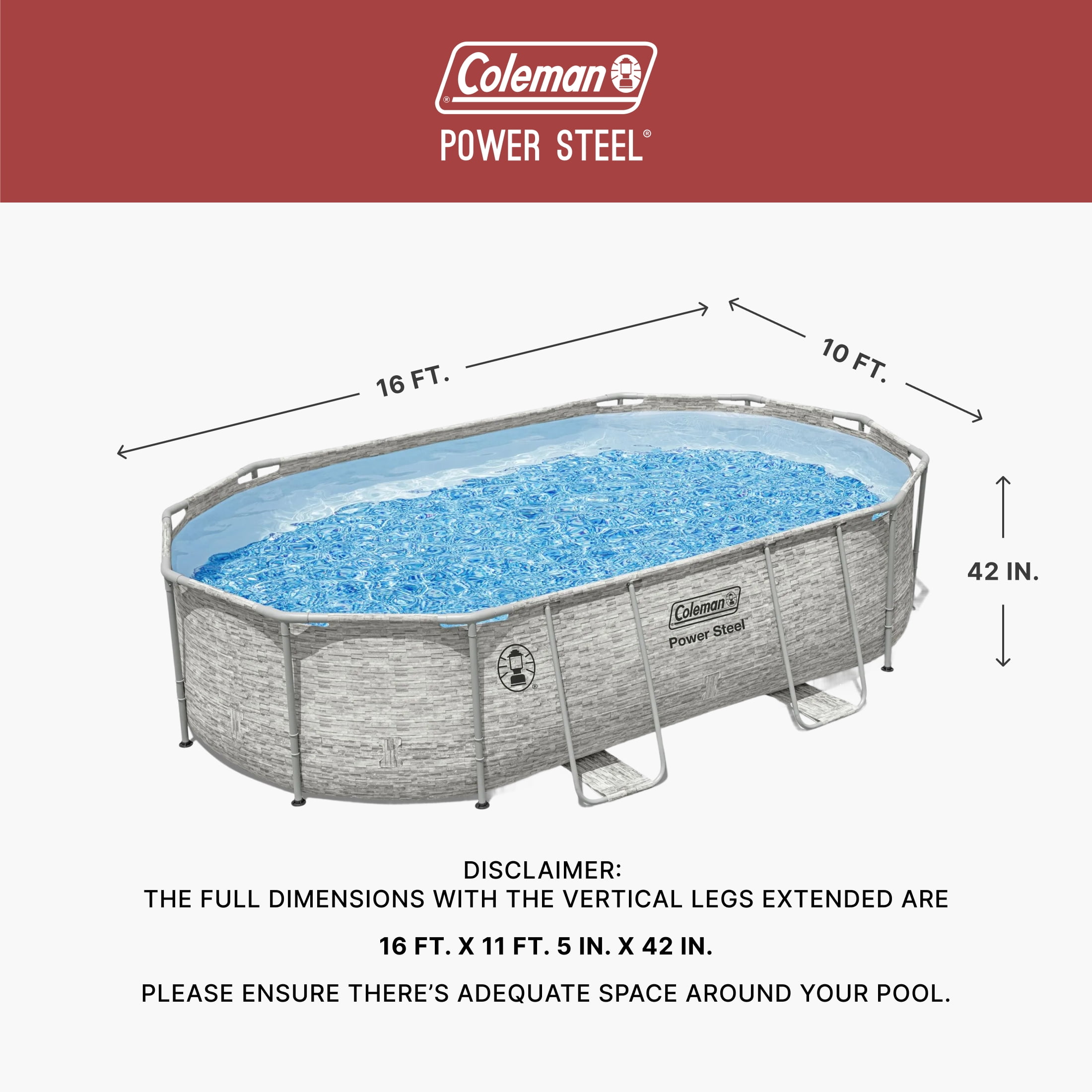 Coleman Power Steel 16' x 10' x 42" Oval Above Ground Pool Set