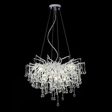 Kenroy Home Dynasty 5 Light Chandelier, Chrome 5 Branch Chandelier With Black Shaders