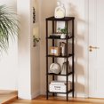 thumbnail image 1 of Bamboo Bathroom Shelf, 5-Tier Bathroom Standing Shelves, Multifunctional Storage Rack for Living Room Bedroom Kitchen, Space Saver, Brown, 1 of 8