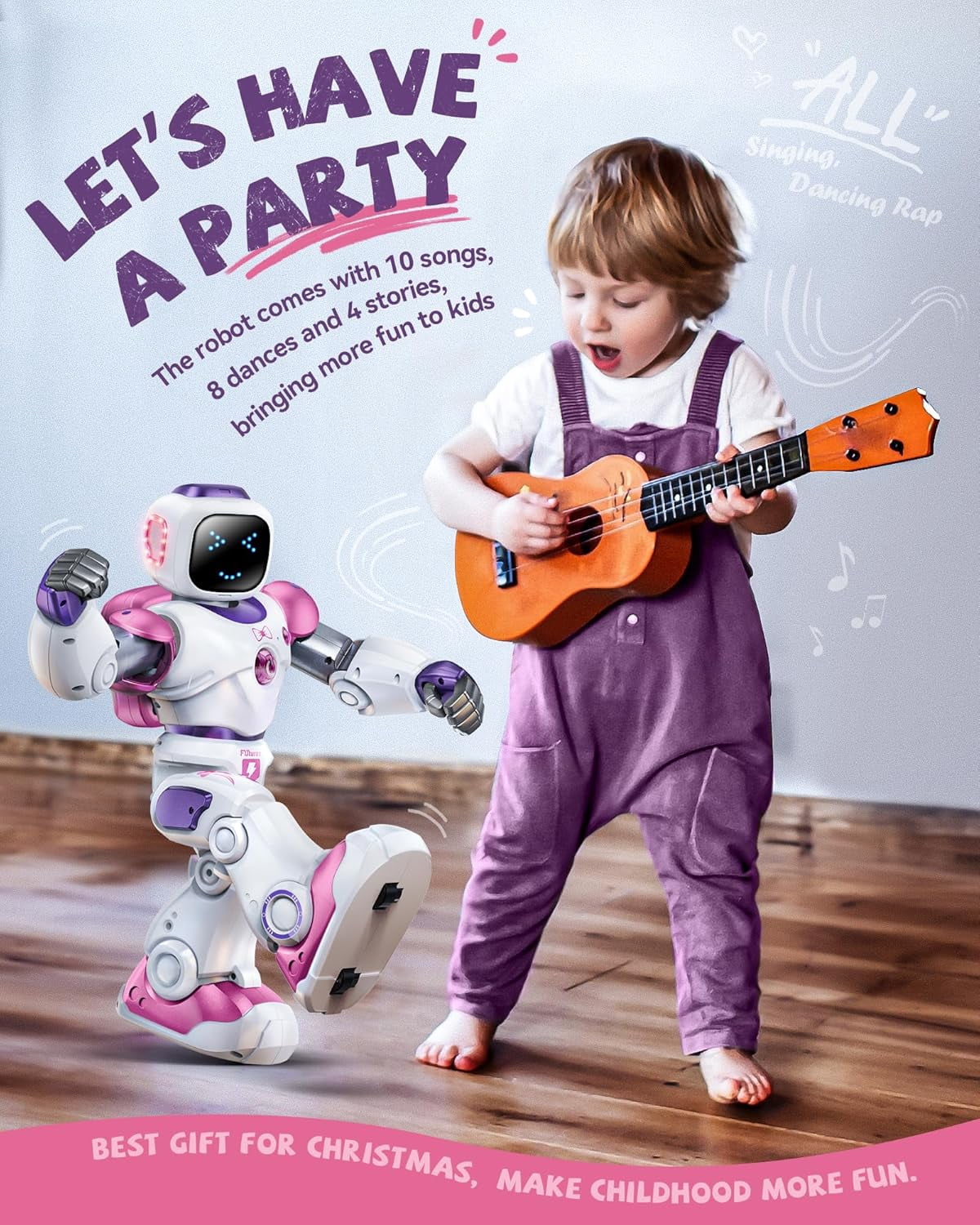 Ruko 1088 Smart Robots for Kids, Large Programmable Interactive RC Robot with Voice Control, APP Control, Present for 4-9 Years Old Kids Boys and Girls, Pink