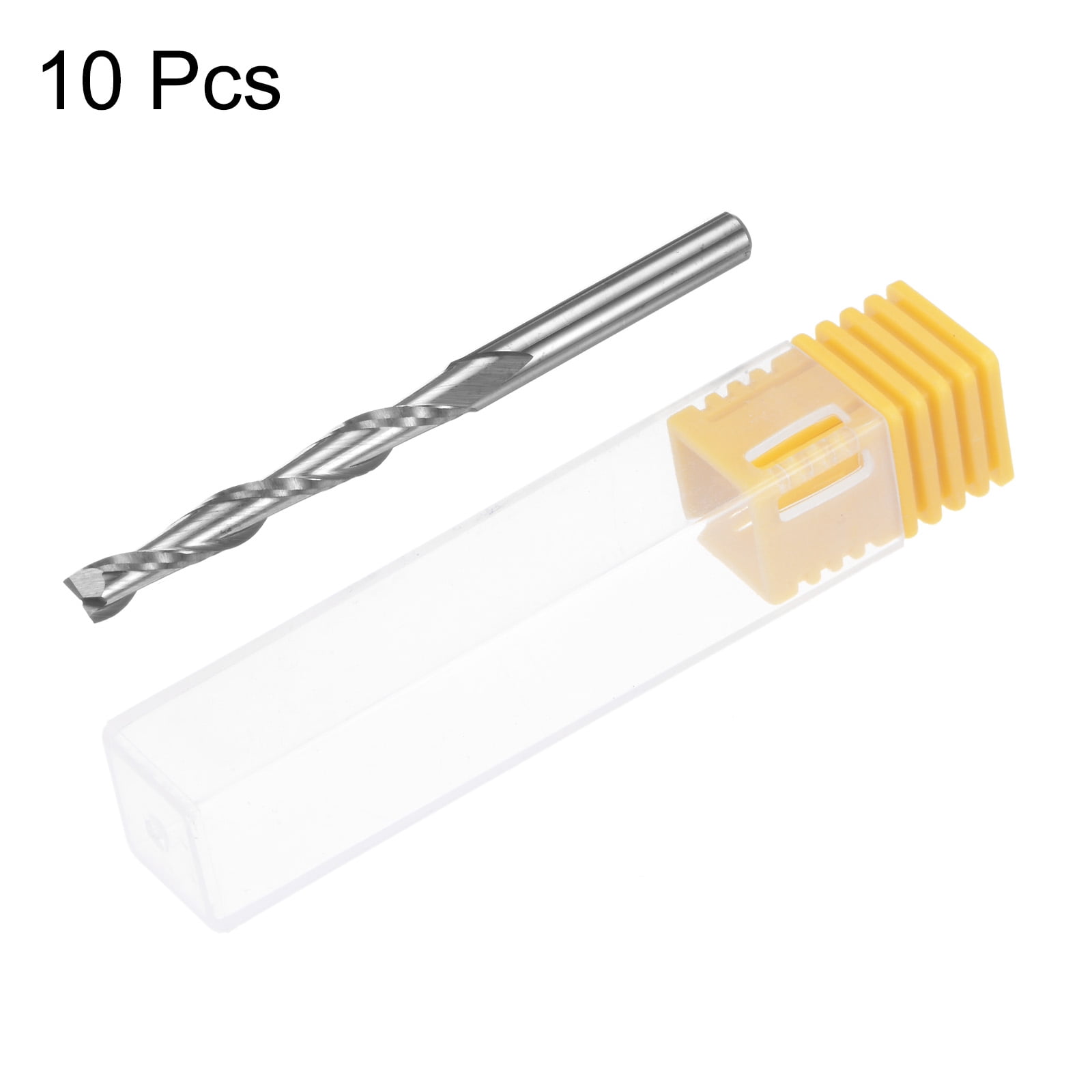 Uxcell 10 Pieces Spiral Router Bits 1/8" Shank 3.175mm x 25mm Shank Up Cut 2 Flutes Carbide CNC End Mill Milling Bit