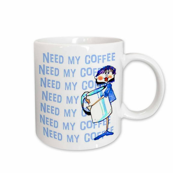 3drose, I Need My Coffee Cartoon and Big Coffee Cup to Show It, 15oz Mug
