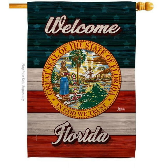 Americana Home & Garden H141265-BO 28 x 40 in. Welcome Florida Double-Sided Vertical Decoration Banner House & Garden Flag - Yard Gift
