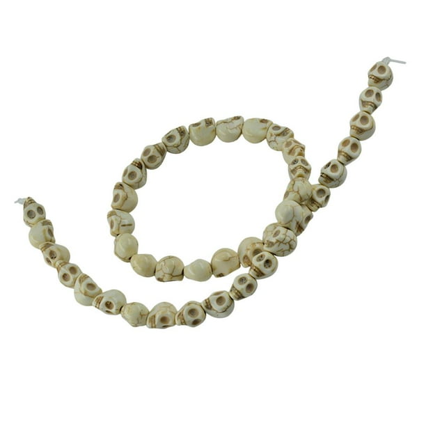 Perlas cobardes de turquesa howlita esculpidas con espaciadores blancos de calaveras de 1 bit 9x10 mm 35 a 40 piezas