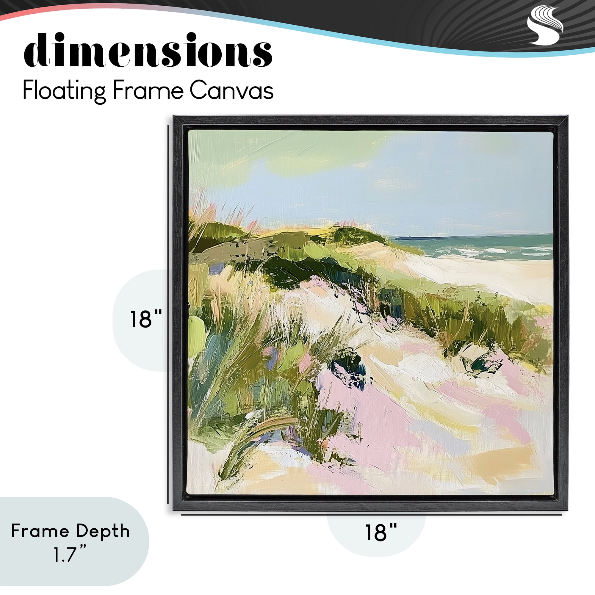 Stupell Industries Pastel Coastal Dunes at Sunrise Black Framed Floater Canvas Wall Art, design by Heidi Kuntz