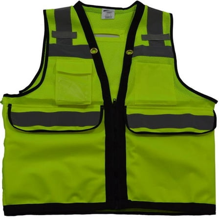 

Petra Roc ANSI-ISEA Class 2 Deluxe 8-Pocket High Visibility Heavy Duty Surveyors Safety Vest Small